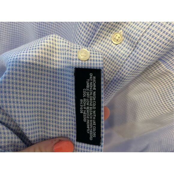 Jos A Bank Traveler Travel/Tech slim fit 16-36 blue white gingham EUC - Picture 4 of 7